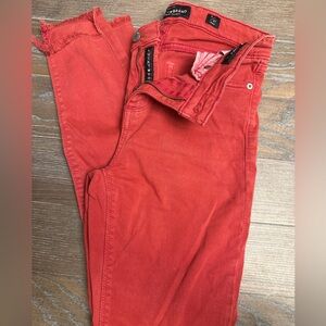 Lucky Brand Red Denim Distressed Ankle Jeans